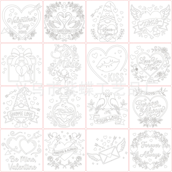 PET šablona za crtanje s temom Valentinovo, SJX-180, Yiwu City Purple Butterfly Crafts Factory