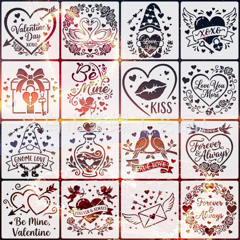 PET šablona za crtanje s temom Valentinovo, SJX-180, Yiwu City Purple Butterfly Crafts Factory