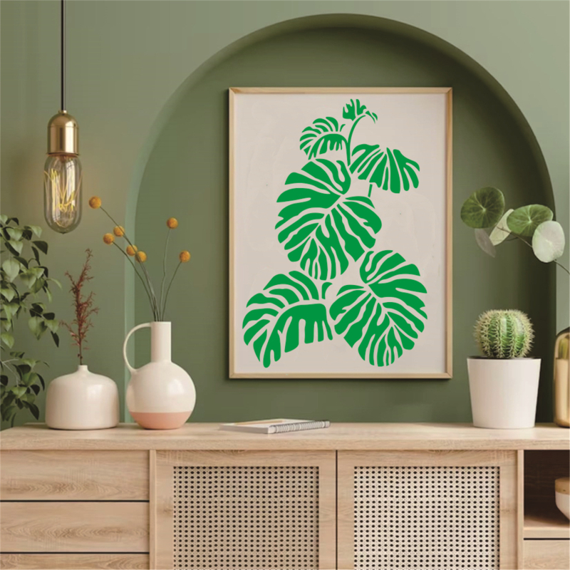 Plastični šablon za zidno bojanje s motivom tortoise-back bamboo, DL001, ekološki PET