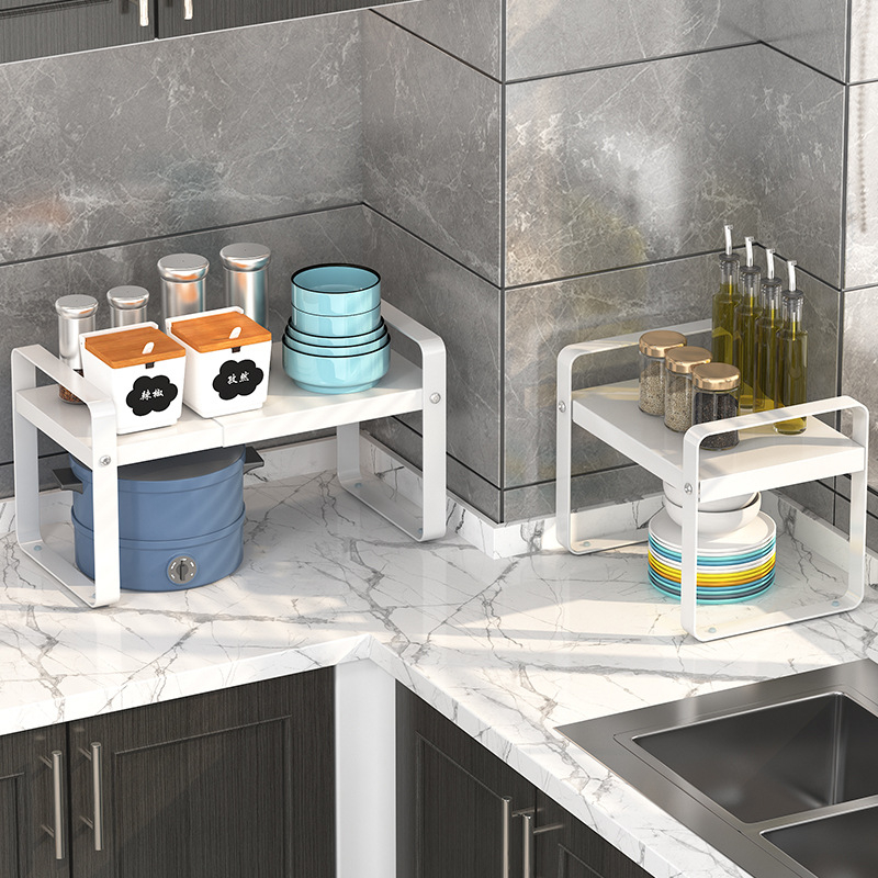 Kuhinjski organizator polica za mikrovalnu pećnicu i pećnicu, podesiv, produživi, pomični, bez montaže, od karbonskog čelika, stolni organizator