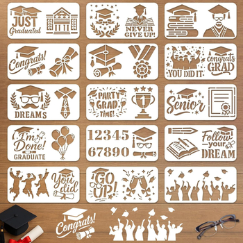 15-dijelnih PET šablona za crtanje za maturantsku DIY zabavu dekoracije (ACC621)
