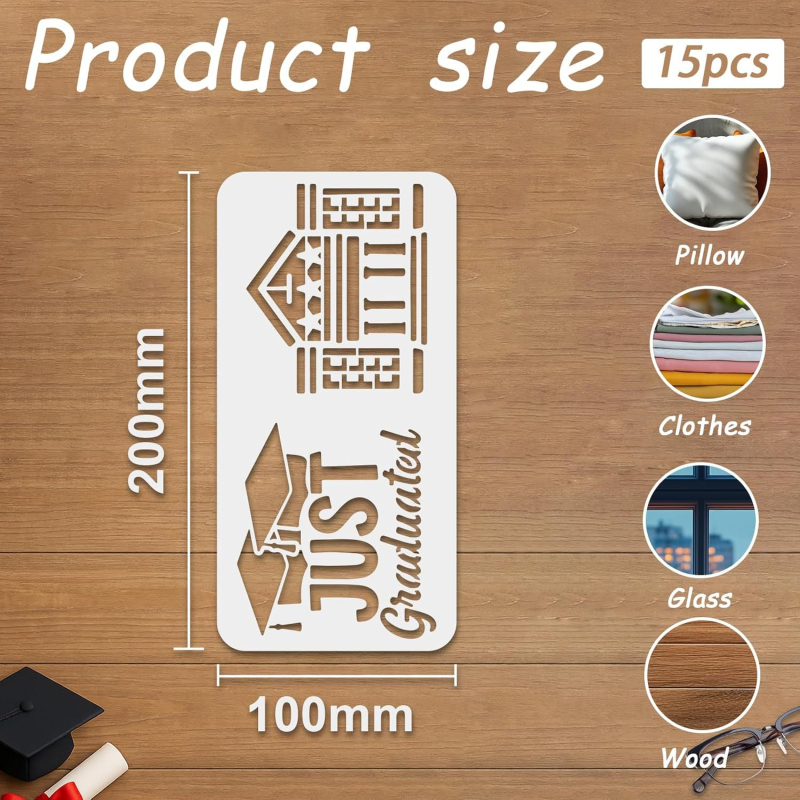 15-dijelnih PET šablona za crtanje za maturantsku DIY zabavu dekoracije (ACC621)