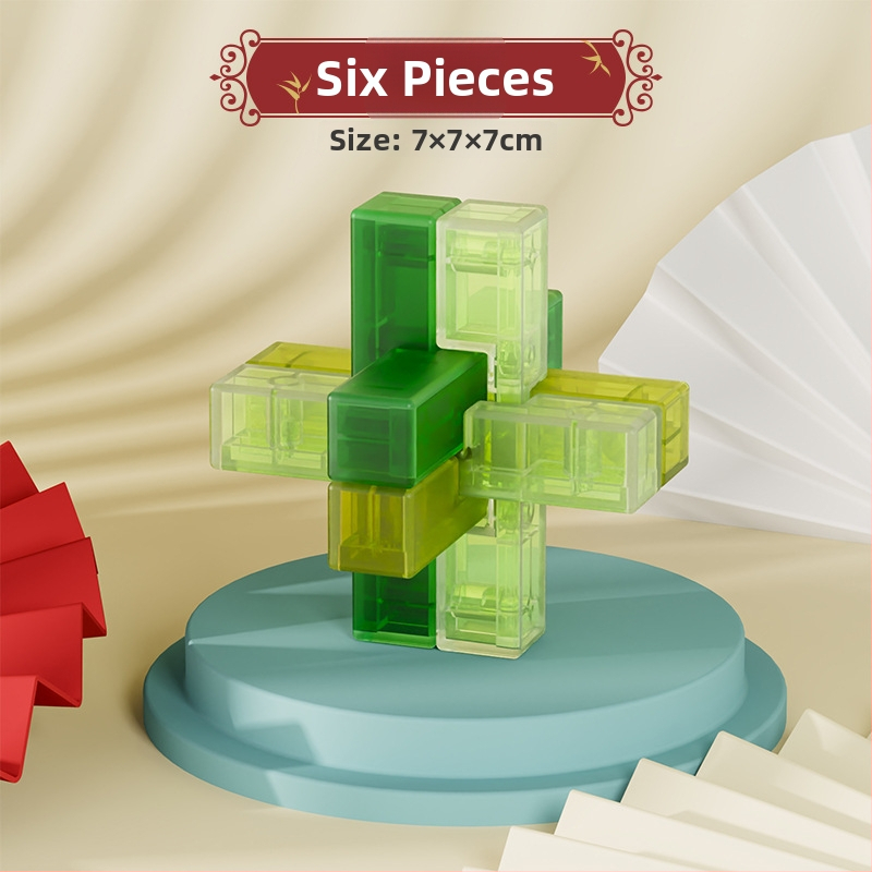 Sanrong Luban lock / Kongming lock puzzle, ABS materiál, tréning trpezlivosti a rozvoj kognitívnych schopností, balené v farebnej krabičke