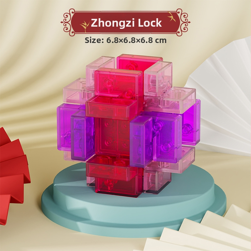 Sanrong Luban lock / Kongming lock puzzle, ABS materiál, tréning trpezlivosti a rozvoj kognitívnych schopností, balené v farebnej krabičke