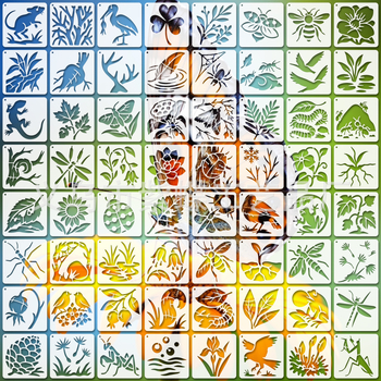 PET šablona za slikanje biljaka – izrezana šablona za DIY sprej umjetnost, model SJX-75, Yiwu Purple Butterfly Crafts Factory