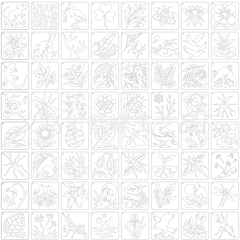 PET šablona za slikanje biljaka – izrezana šablona za DIY sprej umjetnost, model SJX-75, Yiwu Purple Butterfly Crafts Factory