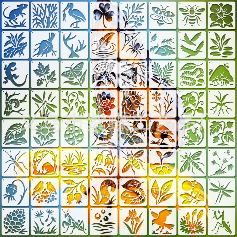 PET šablona za slikanje biljaka – izrezana šablona za DIY sprej umjetnost, model SJX-75, Yiwu Purple Butterfly Crafts Factory