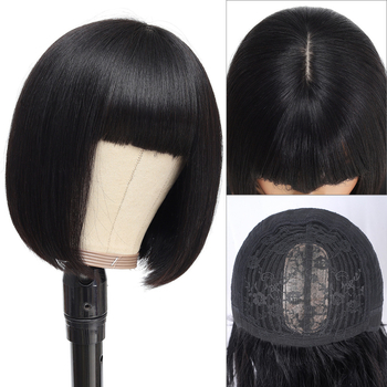 Bob perika od ljudske kose, kapica 4x4/13x4, polu-mašinska i polu-ručna izrada, može se bojiti i permati, šiške ravne ili nagnute