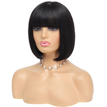 Bob perika od ljudske kose, kapica 4x4/13x4, polu-mašinska i polu-ručna izrada, može se bojiti i permati, šiške ravne ili nagnute