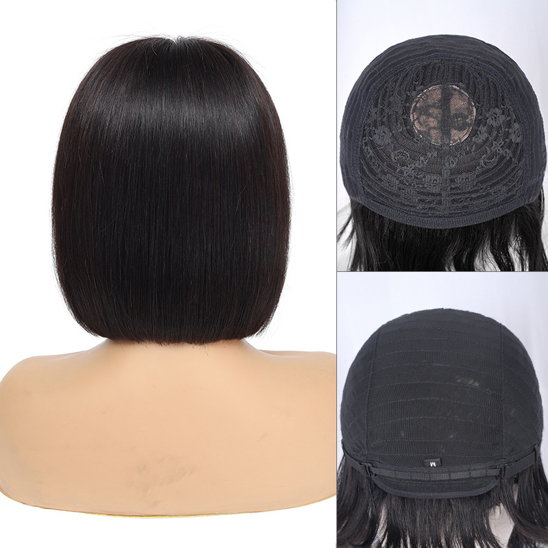 Bob perika od ljudske kose, kapica 4x4/13x4, polu-mašinska i polu-ručna izrada, može se bojiti i permati, šiške ravne ili nagnute