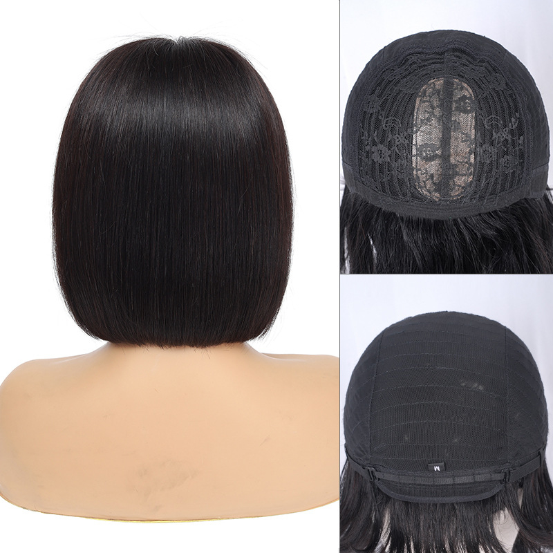 Bob perika od ljudske kose, kapica 4x4/13x4, polu-mašinska i polu-ručna izrada, može se bojiti i permati, šiške ravne ili nagnute