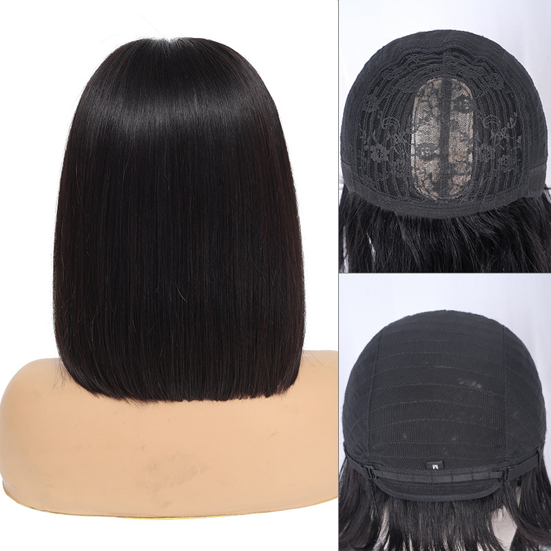 Bob perika od ljudske kose, kapica 4x4/13x4, polu-mašinska i polu-ručna izrada, može se bojiti i permati, šiške ravne ili nagnute