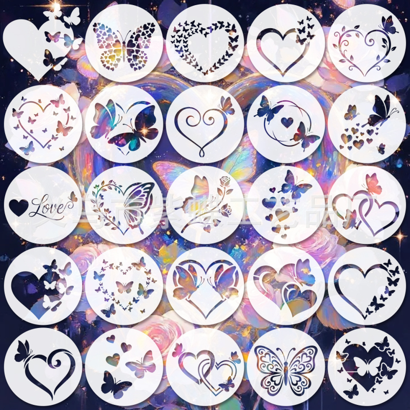 PET šablona s otiskom leptira za dječje DIY crtanje — Model SJX-193; Marke Yiwu Purple Butterfly Crafts Factory; Materijal: PET; Izvor prekograničnog izvoza: Da; IP ovlaštenje: Ne