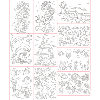 Sablona za crtanje morskih životinja u podvodnom svijetu – dekor boce vode; Purple Butterfly; PET; Uvoz: Ne; IP odobrenje: Ne; Privatna oznaka: Ne