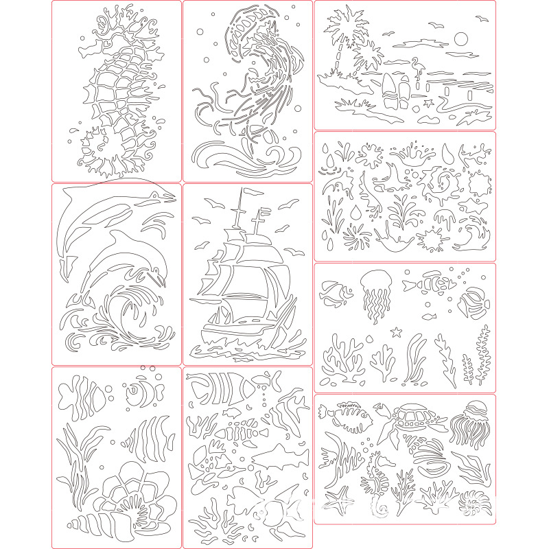 Sablona za crtanje morskih životinja u podvodnom svijetu – dekor boce vode; Purple Butterfly; PET; Uvoz: Ne; IP odobrenje: Ne; Privatna oznaka: Ne