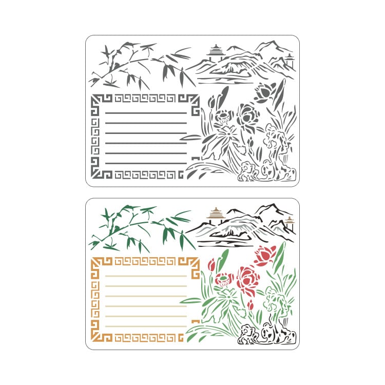 DIY šablona izreza za bilten A4 kineski drevni stil krajina serija (Materijal: PET; Brend: Tiechen; Uvoz: Ne; IP dozvola: Ne)