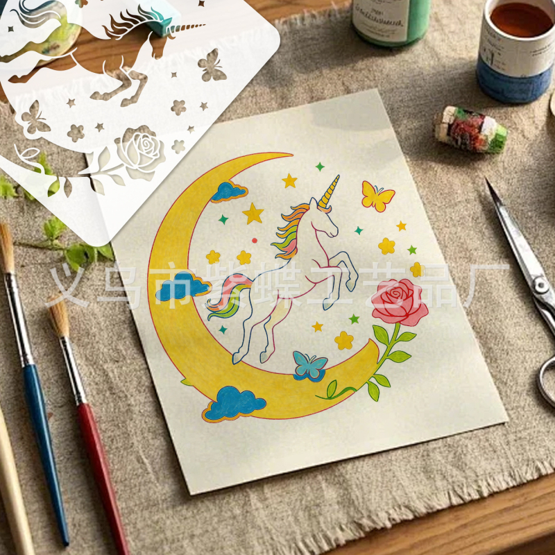 Jednorožna šablona od PET-a s izrezom za dječje DIY slikanje - Kod ZYR-66, Ekskluzivna međunarodna isporuka, IP: Ne