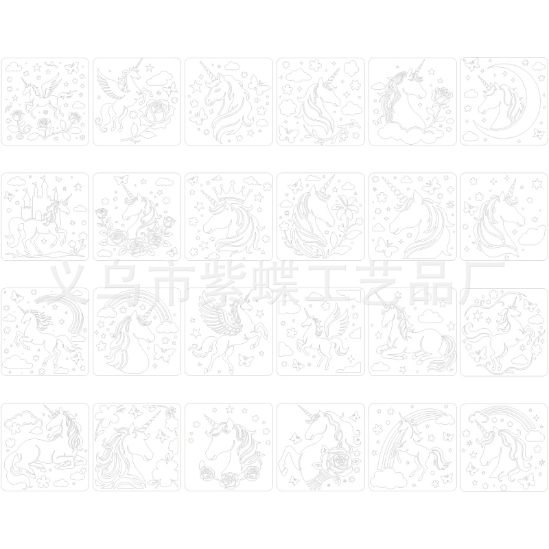 Jednorožna šablona od PET-a s izrezom za dječje DIY slikanje - Kod ZYR-66, Ekskluzivna međunarodna isporuka, IP: Ne