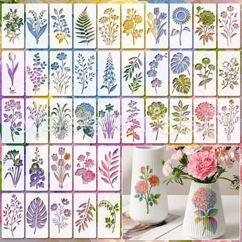 PET sablon virág- és levélmintával, üreges kivágás SJX-186 DIY spray festéshez és graffitihoz