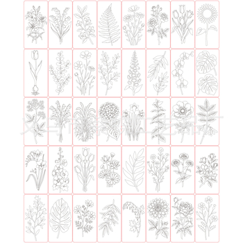 PET sablon virág- és levélmintával, üreges kivágás SJX-186 DIY spray festéshez és graffitihoz