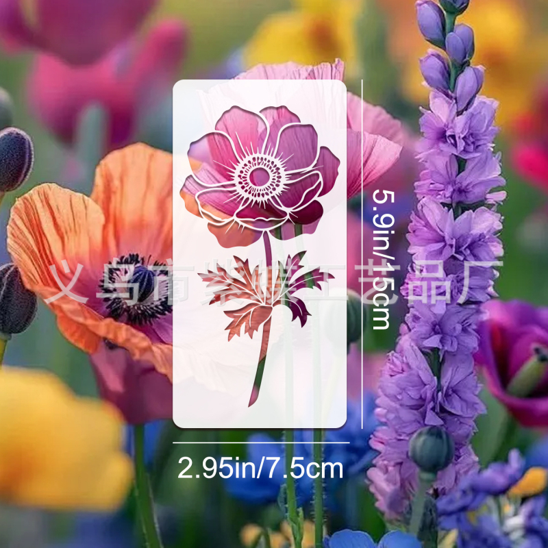 PET sablon virág- és levélmintával, üreges kivágás SJX-186 DIY spray festéshez és graffitihoz