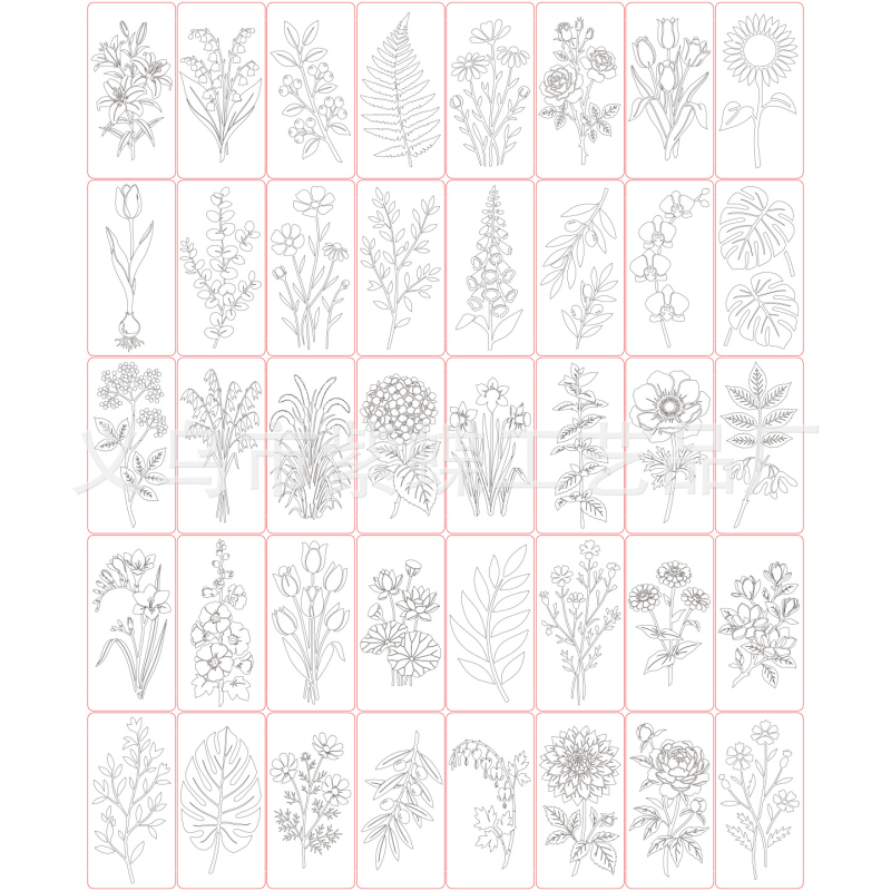 PET sablon virág- és levélmintával, üreges kivágás SJX-186 DIY spray festéshez és graffitihoz