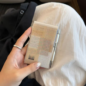 Pocket bilježnica u aluminijskoj kutiji s odtrhavajućim bilješkama, otvorena veza, PVC unutrašnjost, 1–50 stranica