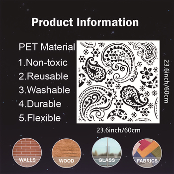 Velika šablona za zidnu sliku – mandala s izrezanim dizajnom i motivom lebdećeg bića, PET plastična šablona