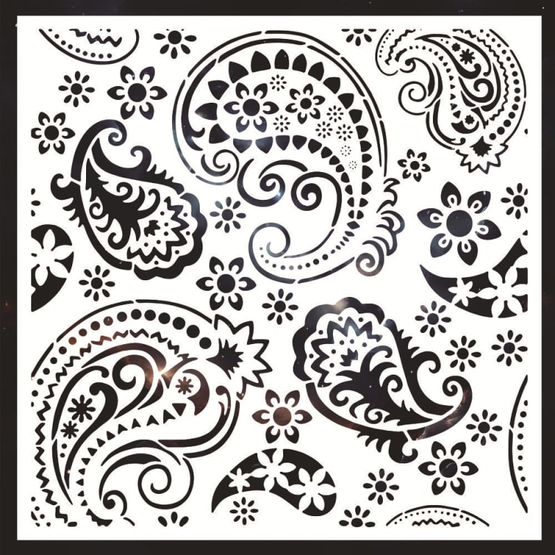 Velika šablona za zidnu sliku – mandala s izrezanim dizajnom i motivom lebdećeg bića, PET plastična šablona