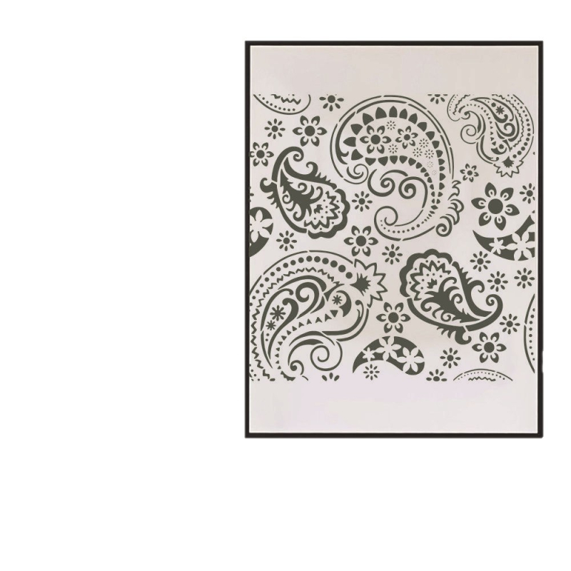 Velika šablona za zidnu sliku – mandala s izrezanim dizajnom i motivom lebdećeg bića, PET plastična šablona