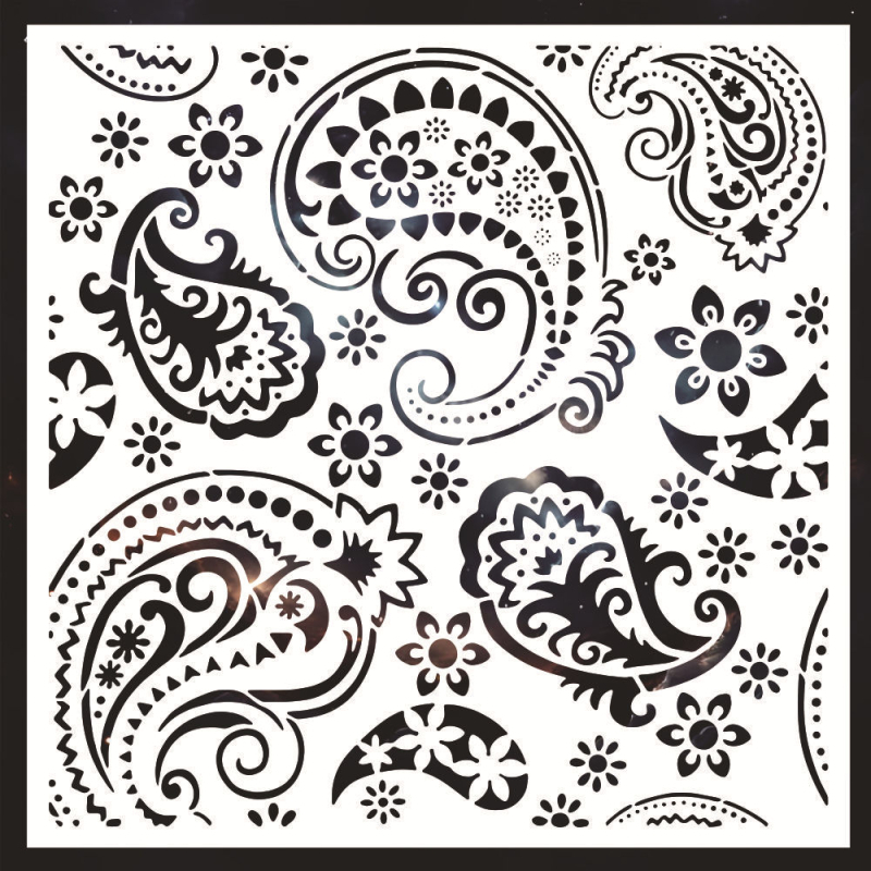 Velika šablona za zidnu sliku – mandala s izrezanim dizajnom i motivom lebdećeg bića, PET plastična šablona