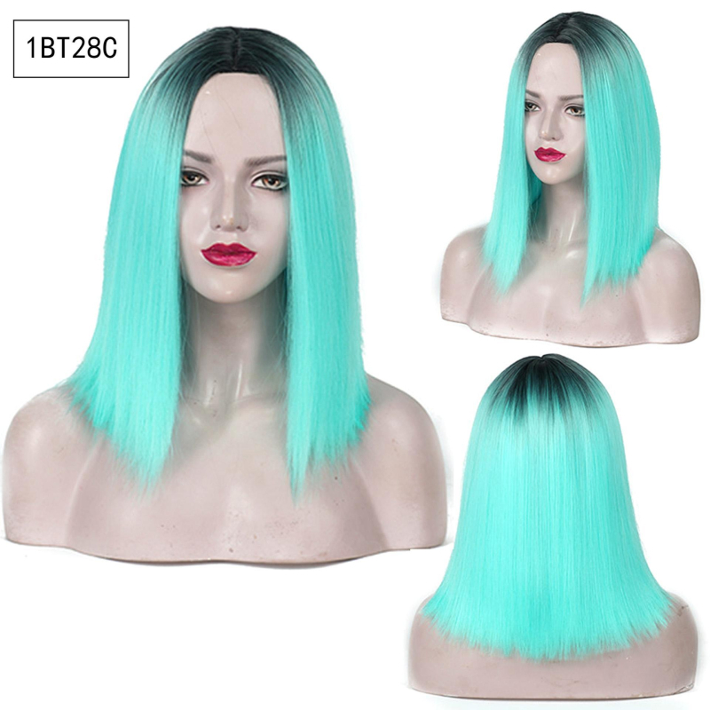 Perika s gradijentnom bojom, duljina do ključne kosti, srednji dio, sintetička vlakna otporna na visoke temperature, model SX133