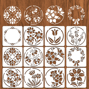 Šablona za crtanje s izrezima cvijeća i travе — DIY zidna umjetnost; Marka: Owkjasw; Uvoz: Ne; Licencirane privatne marke: Da; IP odobrenje: Ne