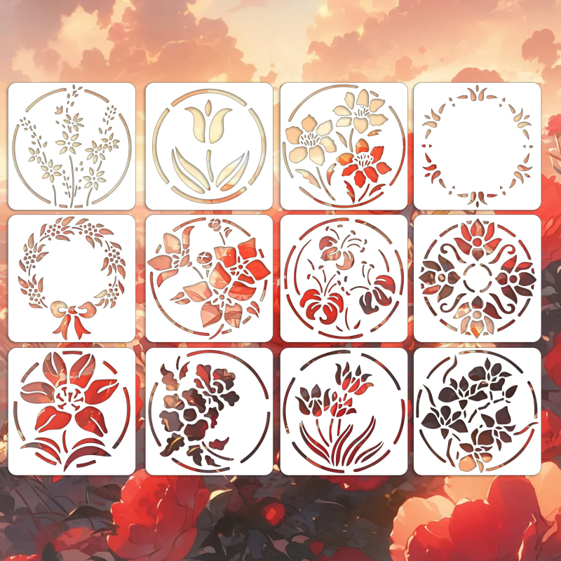 Šablona za crtanje s izrezima cvijeća i travе — DIY zidna umjetnost; Marka: Owkjasw; Uvoz: Ne; Licencirane privatne marke: Da; IP odobrenje: Ne