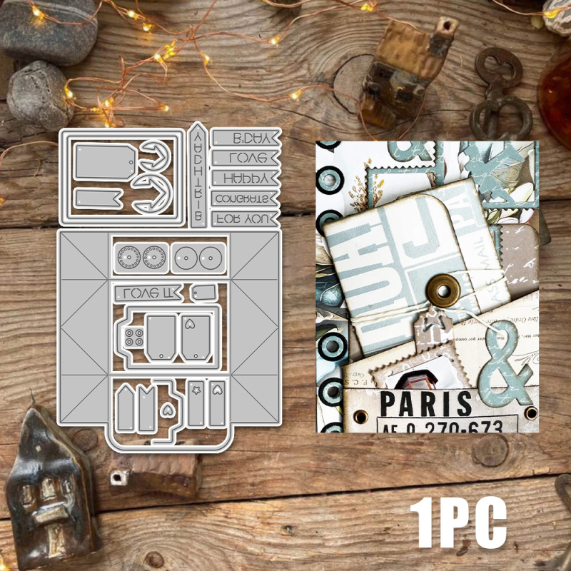 Šablona za izrezivanje od karbonskog čelika za scrapbooking – moderan umjetnički dizajn, proces lijevanja, reljefno utiskivanje i embosiranje za dnevnik i kartice