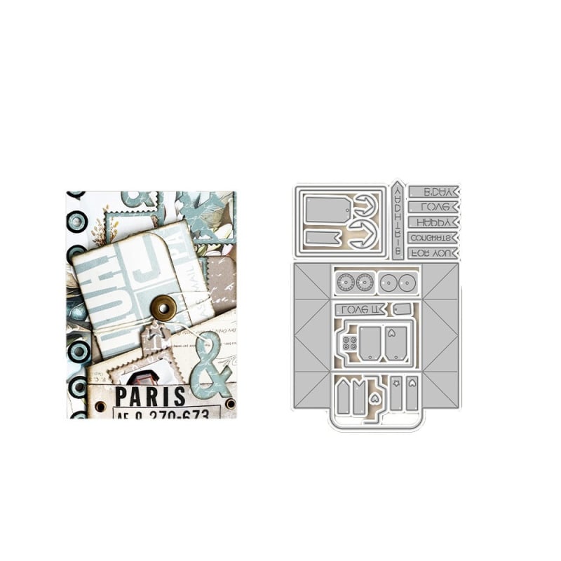 Šablona za izrezivanje od karbonskog čelika za scrapbooking – moderan umjetnički dizajn, proces lijevanja, reljefno utiskivanje i embosiranje za dnevnik i kartice