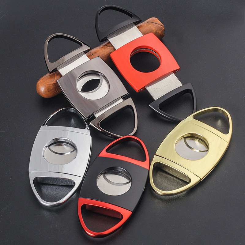 Ψαλίδι για πούρα από ανοξείδωτο χάλυβα, ηλεκτροπλατινωμένη επίστρωση, διπλής όψεως κοπή, ελαφρύς πολυτελής σχεδιασμός, διαθέσιμη παραμετροποίηση