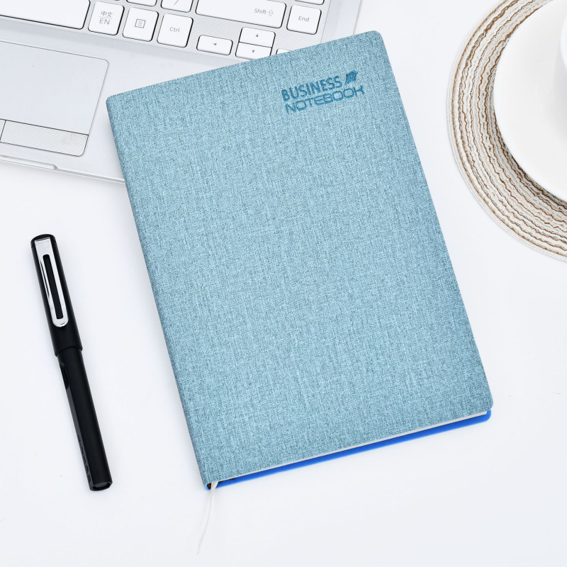 A5 bilježnica s umjetnom kožom, tekstura tkanine, šavom povezivanje, Dowling papir, 100 stranica, kalendar i bilješke, kreativan stil, model 25-11, moguć tisak logotipa
