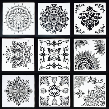 Šablona za zidnu dekoraciju – Hui enle PET šablona za DIY mandalu s prorezanim dizajnom (Licencirana privatna marka: Da; IP odobrenje: Ne; Uvoz: Ne)