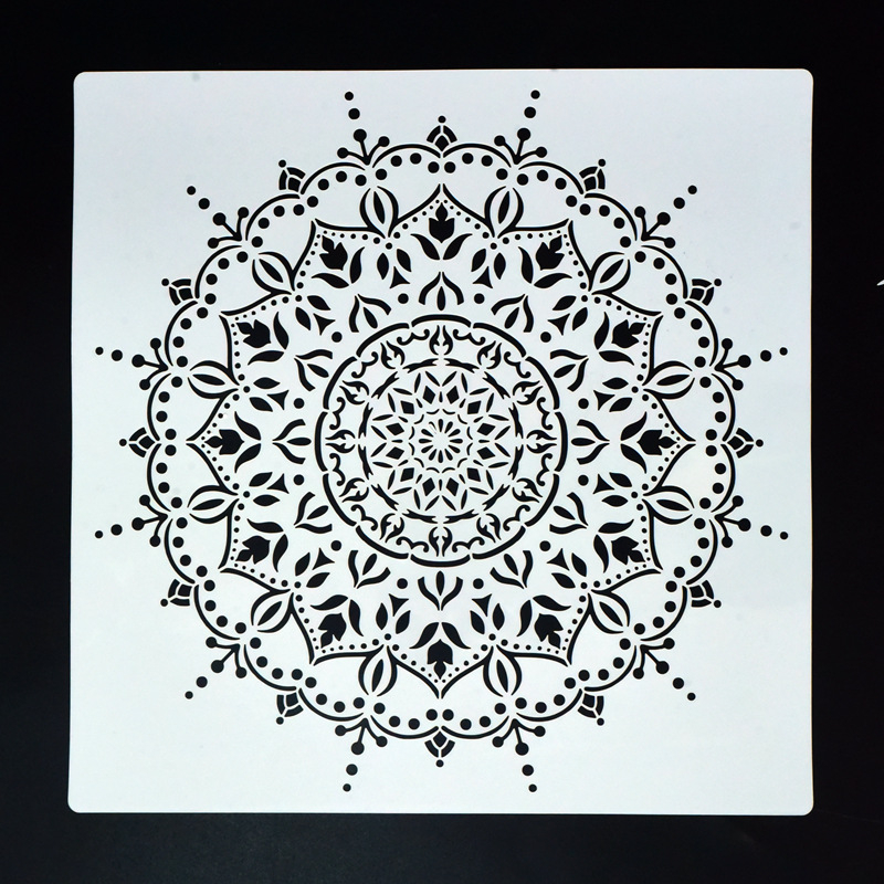 Šablona za zidnu dekoraciju – Hui enle PET šablona za DIY mandalu s prorezanim dizajnom (Licencirana privatna marka: Da; IP odobrenje: Ne; Uvoz: Ne)