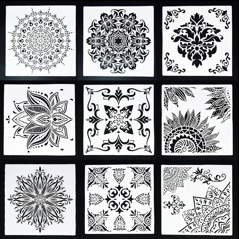 Šablona za zidnu dekoraciju – Hui enle PET šablona za DIY mandalu s prorezanim dizajnom (Licencirana privatna marka: Da; IP odobrenje: Ne; Uvoz: Ne)