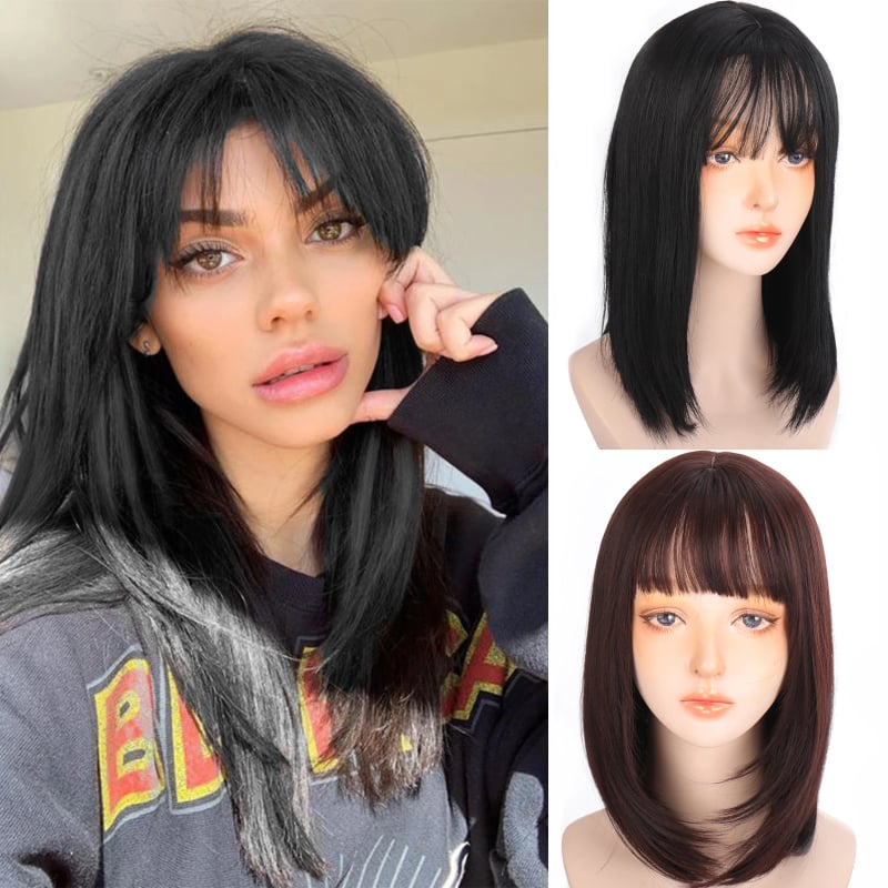 Senyue AK01 duga ravna perika, do ključne kosti, potpuno prekrivanje glave, otporno na toplinu