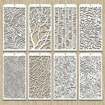 Teksturirani cvjetni šabloni za dnevnik i DIY s šupljim šablonama za zidnu furnir | Owkjasw; PET; Uvoz: Ne; Privatna marka: Da; IP prava: Nije ovlašteno