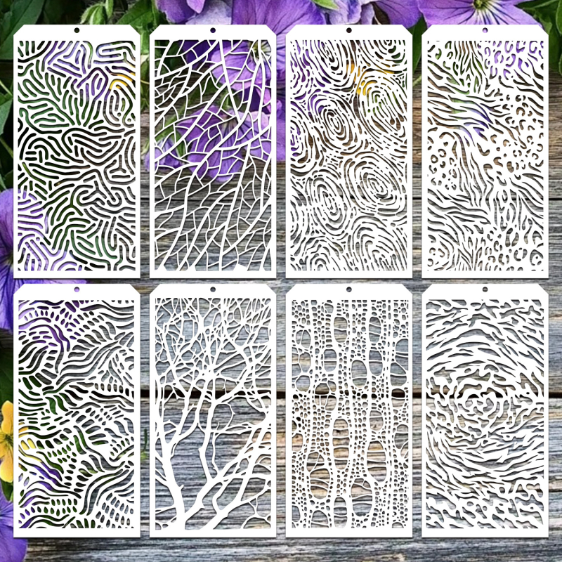 Teksturirani cvjetni šabloni za dnevnik i DIY s šupljim šablonama za zidnu furnir | Owkjasw; PET; Uvoz: Ne; Privatna marka: Da; IP prava: Nije ovlašteno