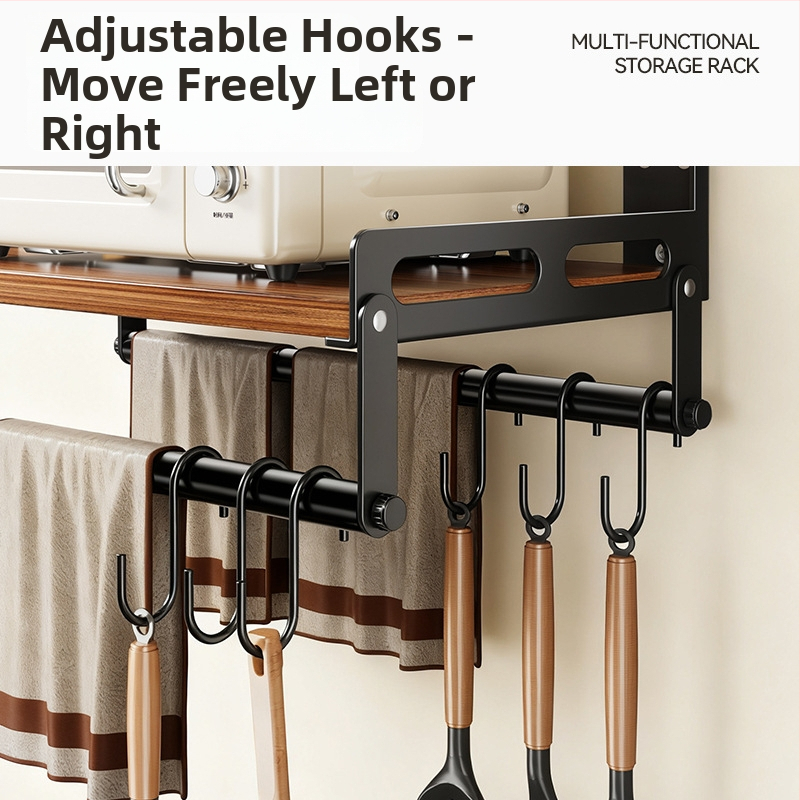 Nástenný kuchynský regál na skladovanie s odnímateľnou mikrovlnnou rúrou, Huayu, Materiál: Plate Type, Model: 6 kusov, Produktové číslo SG9901, Spracovanie: LOGO Private Label