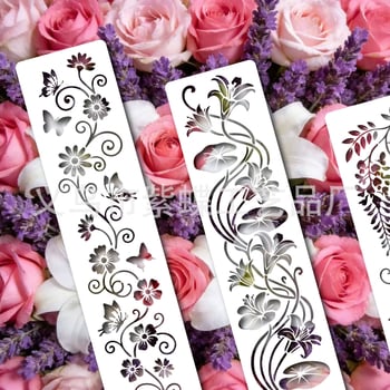 DIY predložak za grafiti ploču s šupljim dizajnom leptira i cvijeća, PET materijal, SJX-185