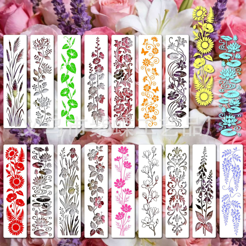 DIY predložak za grafiti ploču s šupljim dizajnom leptira i cvijeća, PET materijal, SJX-185