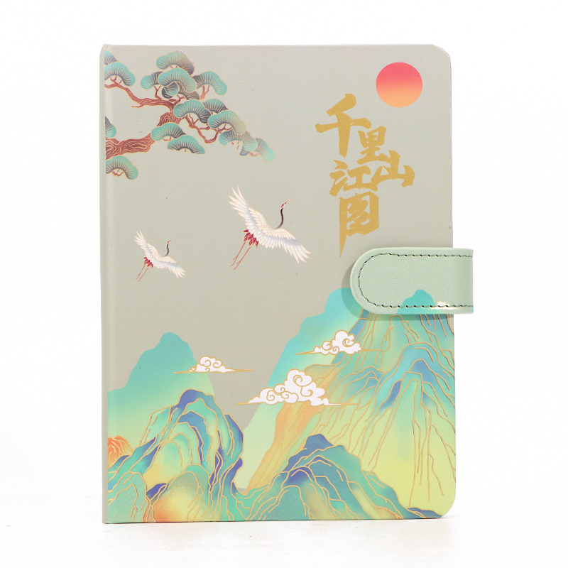 Set cadou de caiet în stil chinezesc, copertă PU, legare cu adeziv, hârtie Dowling 80 g, 50–100 de pagini, jurnal de afaceri creativ