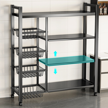 Raft de depozitare pe podea pentru cuptorul cu microunde, cu mai multe niveluri, din oțel-carbon, multifuncțional pentru bucătărie