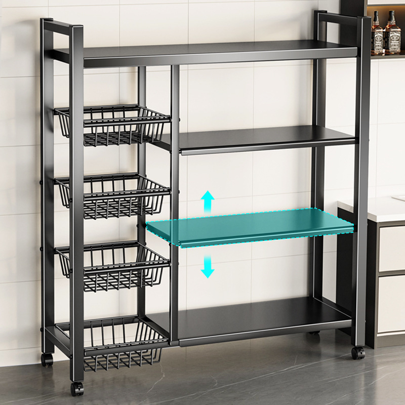 Raft de depozitare pe podea pentru cuptorul cu microunde, cu mai multe niveluri, din oțel-carbon, multifuncțional pentru bucătărie